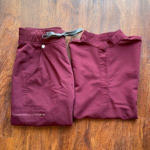 FIGS Set XSP Burgandy/Maroon Scrubs